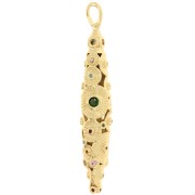 45x5mm Ethnic amulet tube pendant with zirconium oxides - Fine gold plated x1