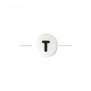 Ceramic bead letter 8 mm black/white - T x1