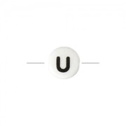 Ceramic bead letter 8 mm black/white - U x1
