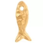 19x8mm Hammered Fish Charm - Fine gold plated x1