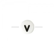 Ceramic bead letter 8 mm black/white - V x1