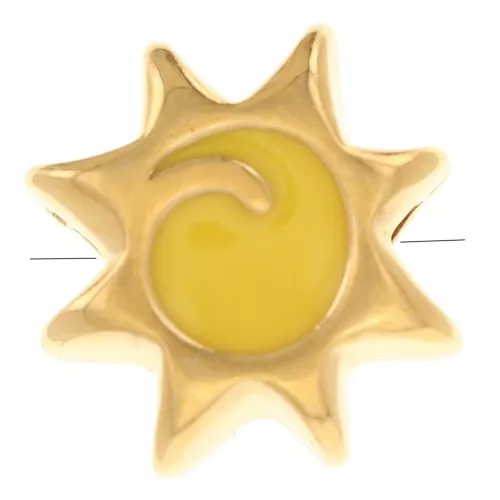 11mm sunbead with epoxy resin - Fine gold plated - Yellow x1