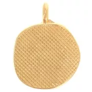 14mm Round irregular pattern eye charm epoxy resin - Fine gold plated - White x1