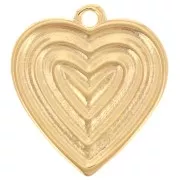 22x20mm Heart pendant - Fine gold plated x1