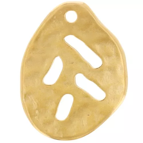 Irregular openwork hammered pendant 22x17 mm - Fine gold plated x1