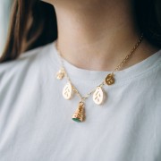 Irregular openwork hammered pendant 22x17 mm - Fine gold plated x1