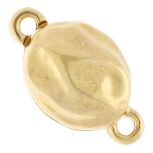 Magnetic clasp oval pleated effect 17x10 mm - Fine gold plated x1