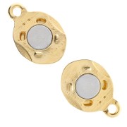 Magnetic clasp oval pleated effect 17x10 mm - Fine gold plated x1