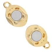 Magnetic clasp oval pleated effect 17x10 mm - Fine gold plated x1