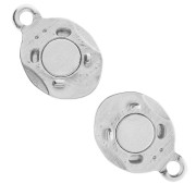 Magnetic clasp oval pleated effect 17x10 mm - Antique fine silver plated x1