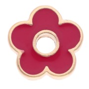 11 mm flower pendant with epoxy resin - Fine gold plated - Red x1