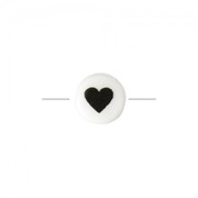 bead with symbole in ceramics   8 mm black/white - Coeur x1|raw }}
