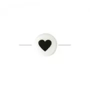 bead with symbole in ceramics   8 mm black/white - Coeur x1