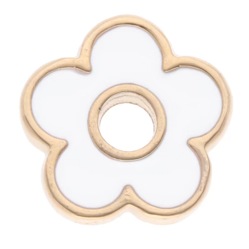 11 mm flower pendant with epoxy resin - Fine gold plated - White x1
