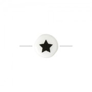 bead with symbole in ceramics   8 mm black/white - Etoile x1