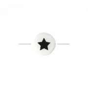 bead with symbole in ceramics   8 mm black/white - Etoile x1