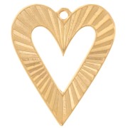 32x27mm Hollow heart pendant striated effect - Fine gold plated x1|raw }}