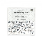 Set of 165 beads - Letters - 7 mm White/Black