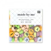 Assortment of 165 plastic beads - Letters - 7 mm Pastel