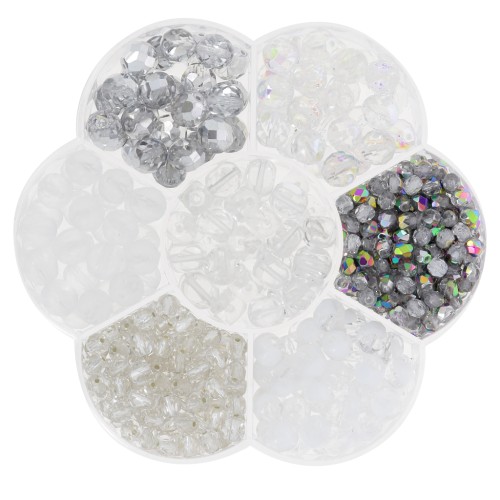 Preciosa seed beads assortment with flower box - Crystal x1
