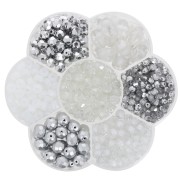 Preciosa seed beads set with flower box - Crystal - Silver x1