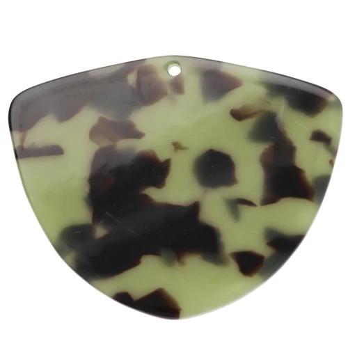 Geometric acetate pendant 35x45 mm - Tortoiseshell - Dark green - Black
