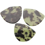 Geometric acetate pendant 35x45 mm - Tortoiseshell - Dark green - Black