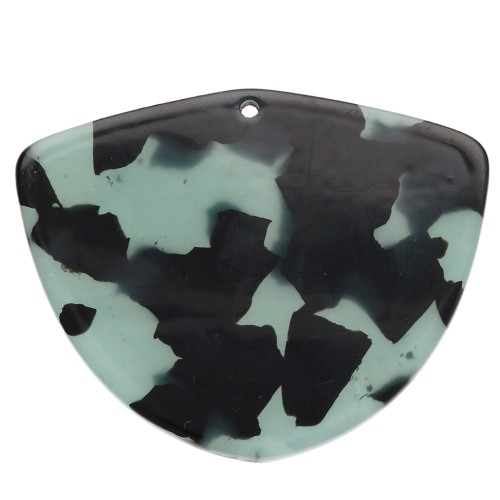 Acetate geometric pendant 35x45 mm - Tortoiseshell Blue - Black x1
