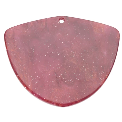 Acetate geometric pendant 35x45 mm - Marbled Burgundy glitter x1