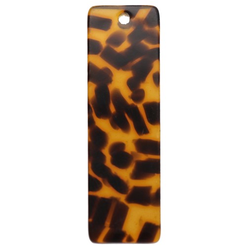 27x8 mm rectangular acetate pendant - Brown Terrazzo - Black x1