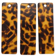 27x8 mm rectangular acetate pendant - Brown Terrazzo - Black x1