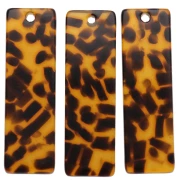 27x8 mm rectangular acetate pendant - Brown Terrazzo - Black x1