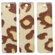 27x8 mm rectangular acetate pendant - Beige Leopard - Brown x1
