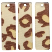 27x8 mm rectangular acetate pendant - Beige Leopard - Brown x1