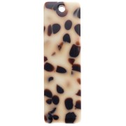27x8 mm Rectangular Acetate Pendant - Brown Speckled - Cream x1