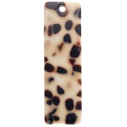 27x8 mm Rectangular Acetate Pendant - Brown Speckled - Cream x1