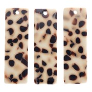27x8 mm Rectangular Acetate Pendant - Brown Speckled - Cream x1