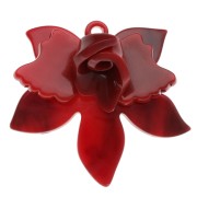 37x41 mm Acetate Flower Relief Pendant - Marbled Red - Black x1|raw }}