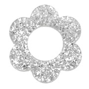 14 mm Acrylic Flower Pendant - Silver Glitter x1|raw }}