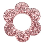 14 mm Acrylic Flower Pendant - Glitter Old Pink x1|raw }}