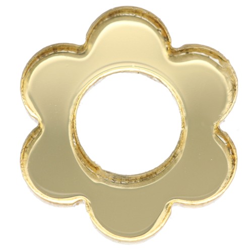 14 mm Plexiglas flower pendant - Mirror effect - Gold x1