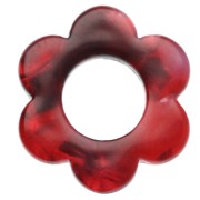 14 mm Acetate Flower Pendant - Marbled Red - Black x1