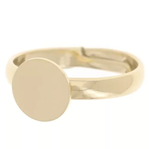 Ring with adjustable half band T52 to 56 - cabochon 8 mm - Gold plated 3 microns