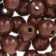 10 mm Round Sepia Wood Beads (50-pack)