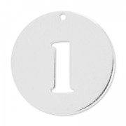 Number 1 Sterling silver charm 20mm x1|raw }}