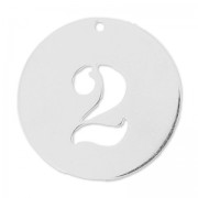 Number 2 Sterling silver charm 20mm x1