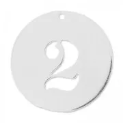 Number 2 Sterling silver charm 20mm x1