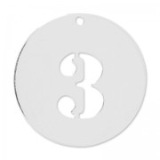 Number 3 Sterling silver charm 20mm x1|raw }}
