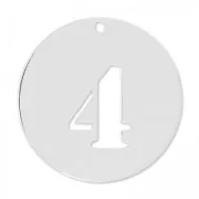 Number 4 Sterling silver charm 20mm x1