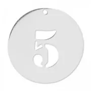 Number 5 Sterling silver charm 20mm x1